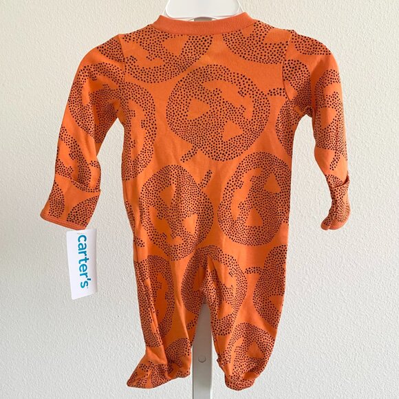 Carters Baby Boys Baby Girls Halloween Jack-O'-Lantern Pumpkin Sleeper 3M 6M - Picture 4 of 5